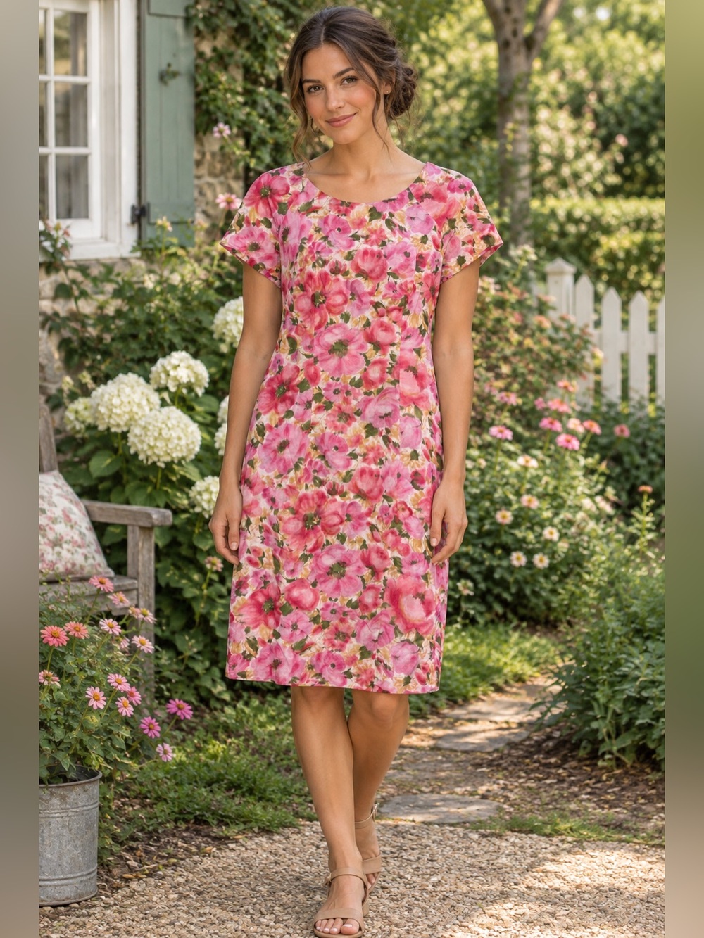 Vintage floral dress cottagecore granny 80s 90s 70s straight bodycon dress